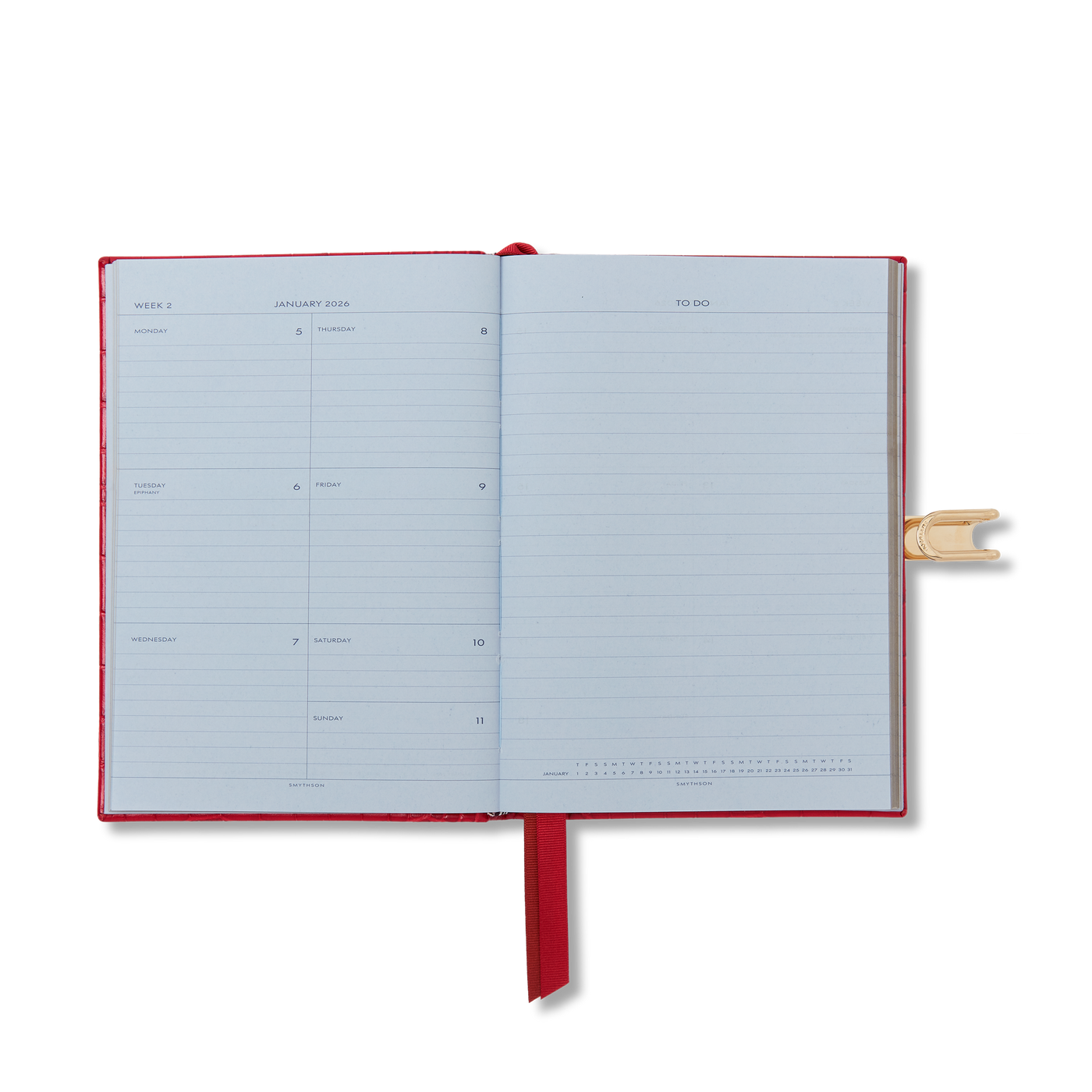 2026 Soho Weekly Diary with Slide in Red