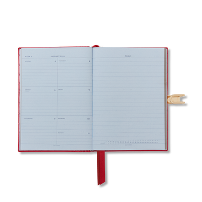 2026 Soho Weekly Diary with Slide in Red