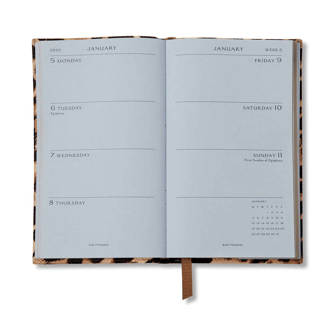 2026 Panama Leather Weekly Diary in Leopard