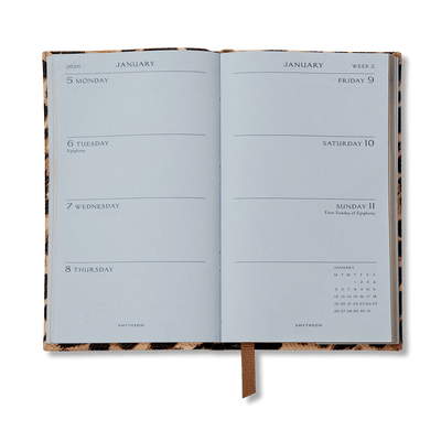 2026 Panama Leather Weekly Diary in Leopard