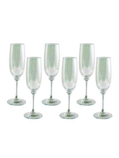 Riflesso Champagne Flute Set in Green