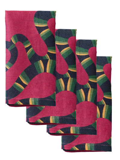 Naga Set of Four Napkins in Berry