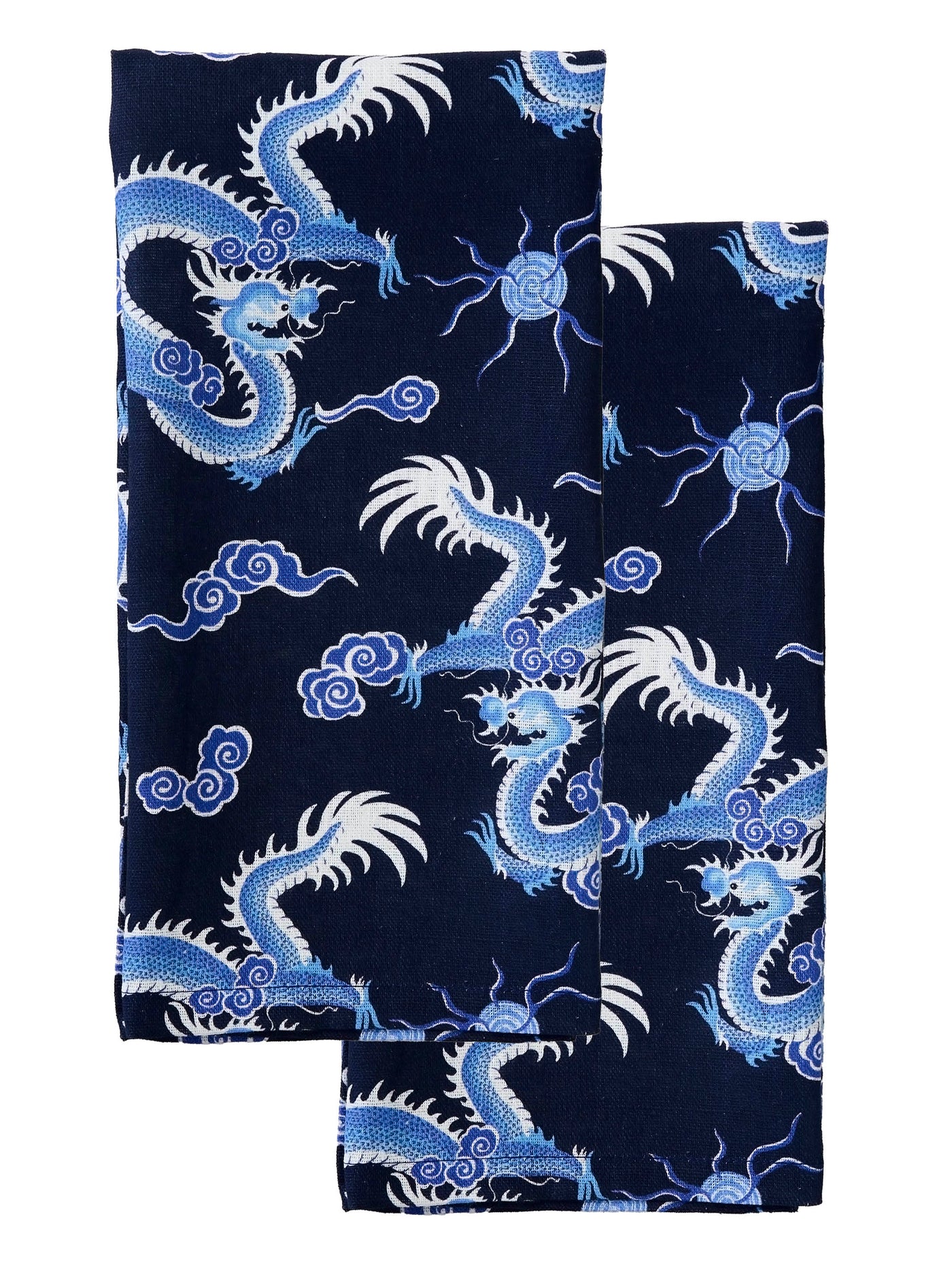 Kowloon Set of Two Tea Towels in Navy