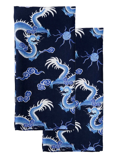 Kowloon Set of Two Tea Towels in Navy
