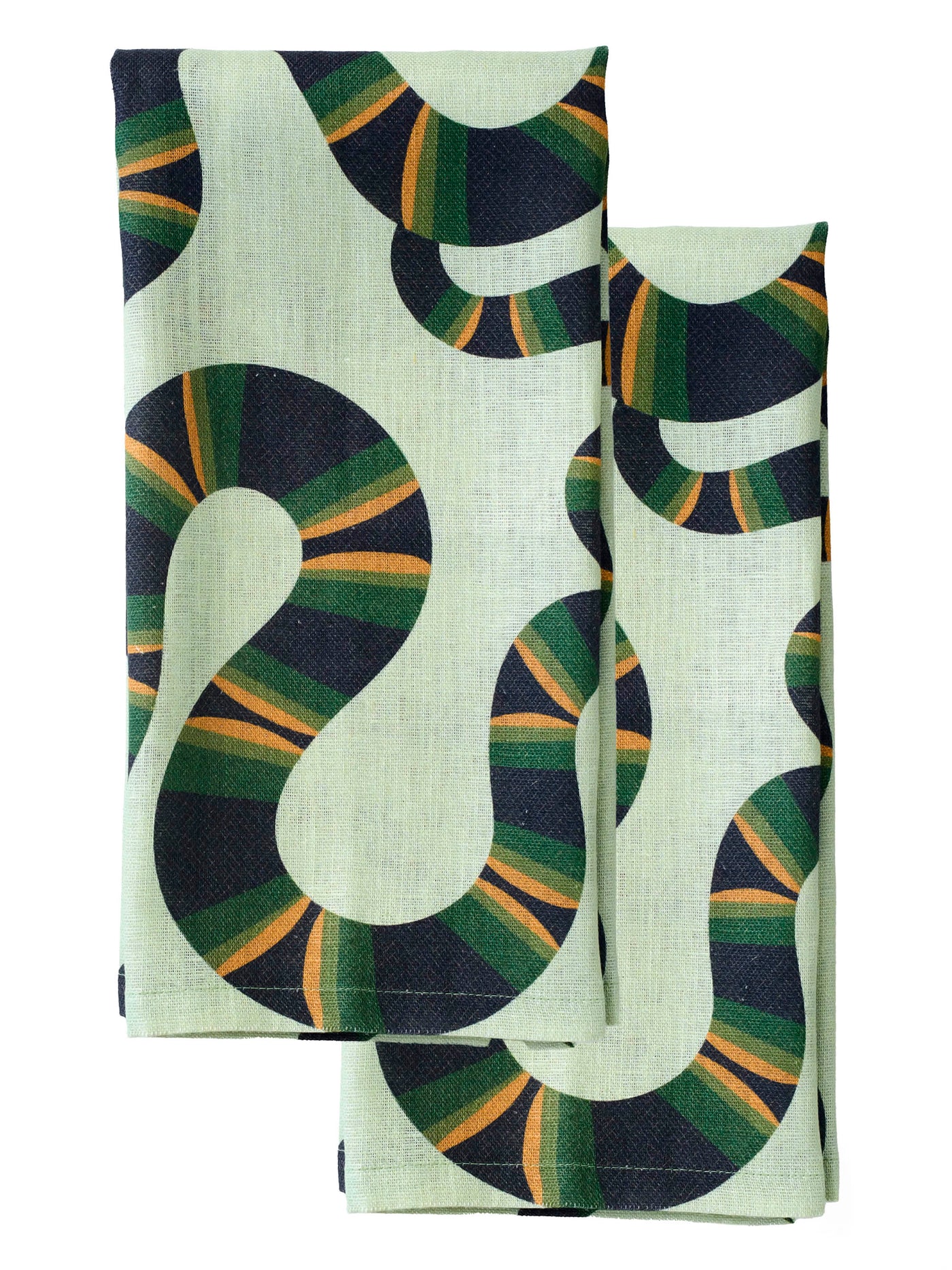 Naga Set of Two Tea Towels in Celadon