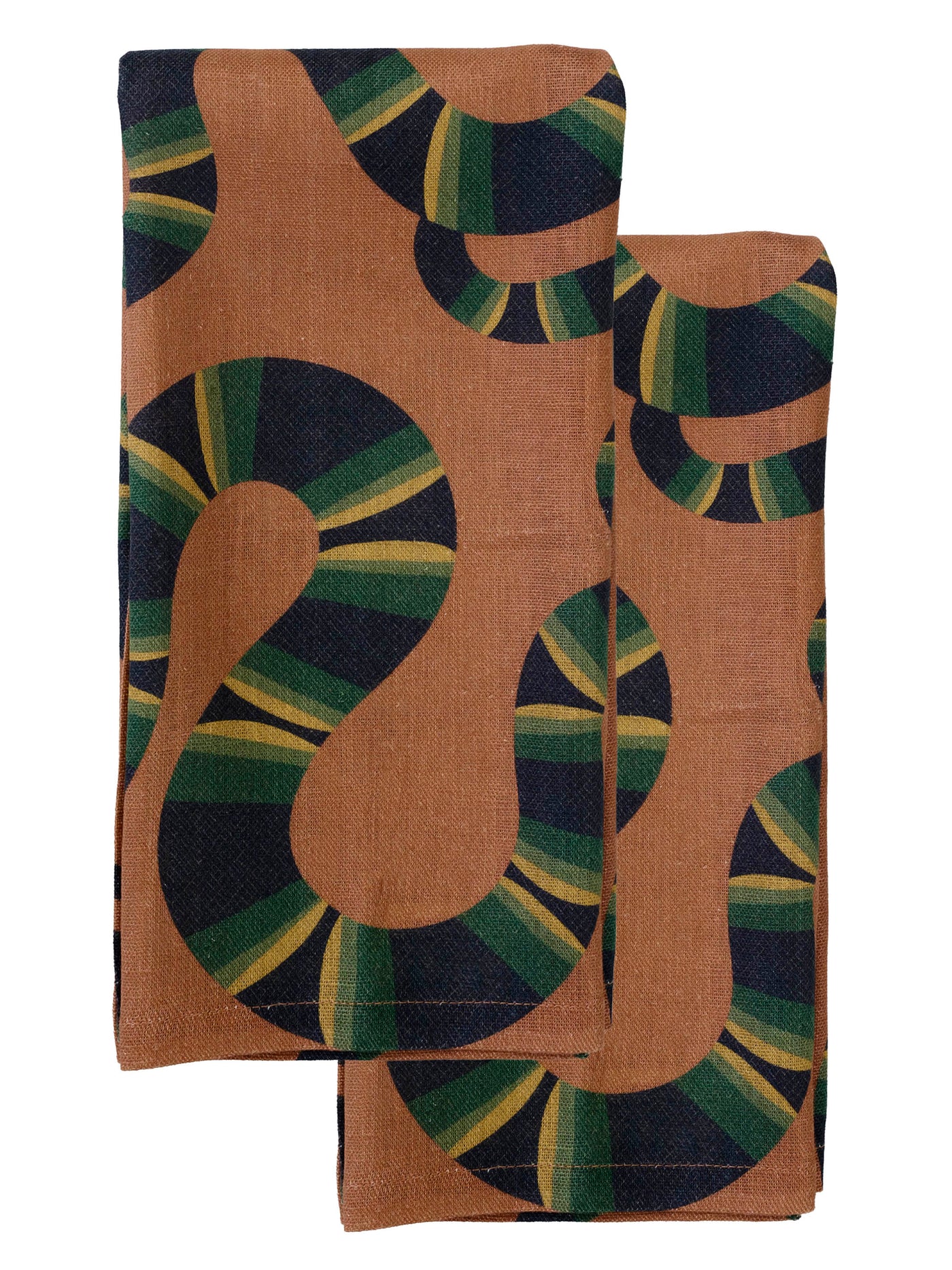 Naga Set of Two Tea Towels in Rust