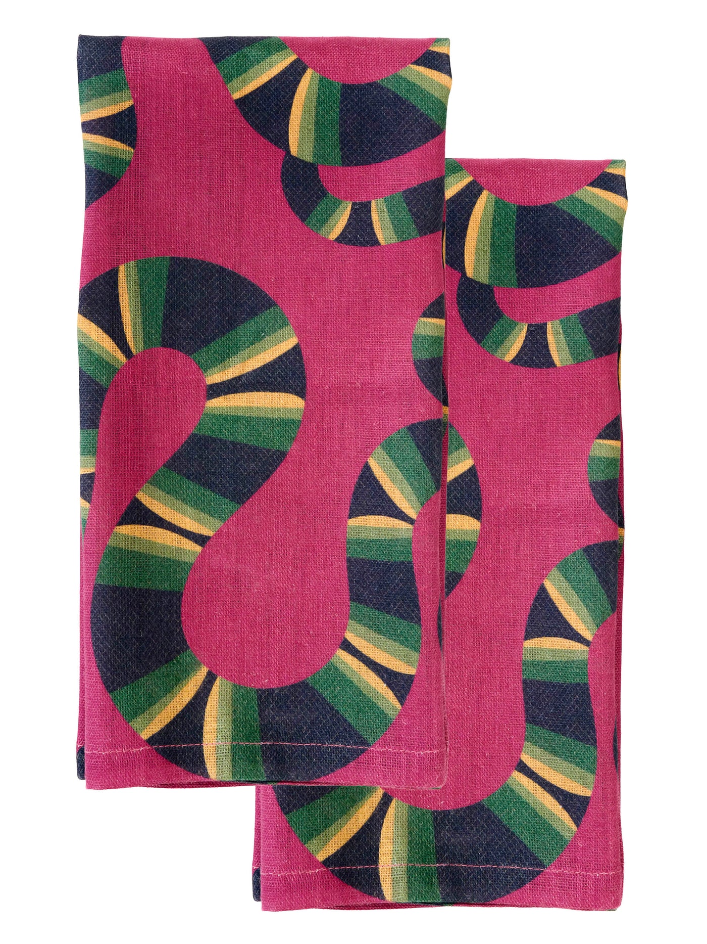 Naga Set of Two Tea Towels in Berry