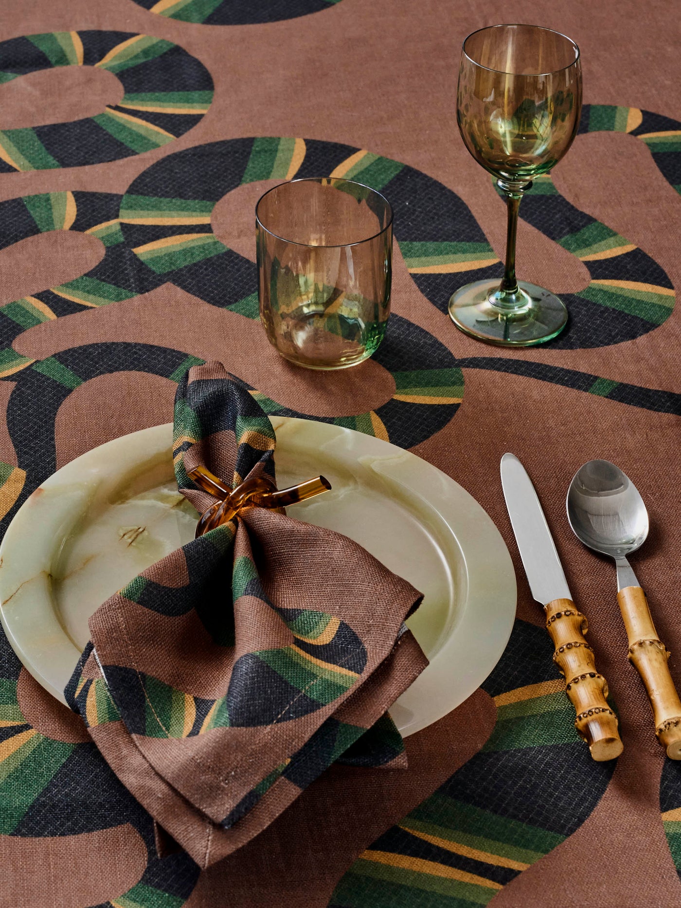 Naga Round Tablecloth in Rust