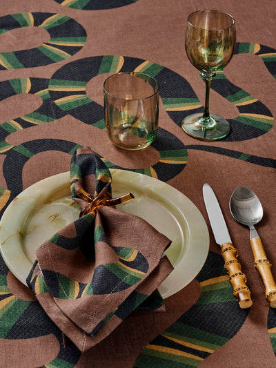 Naga Round Tablecloth in Rust