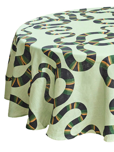 Naga Round Tablecloth in Celadon