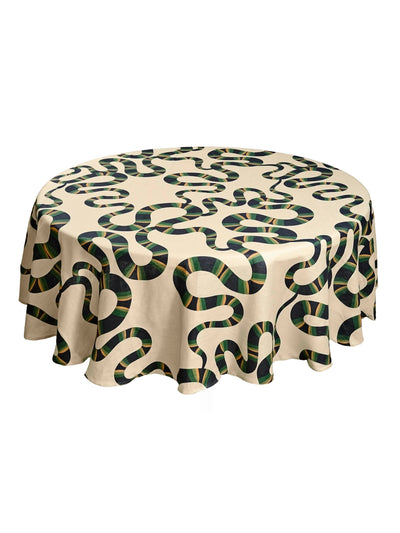 Naga Round Tablecloth in Ecru