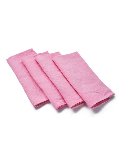 100% Italian Linen Napkin Set of Four in Pink by Bertozzi