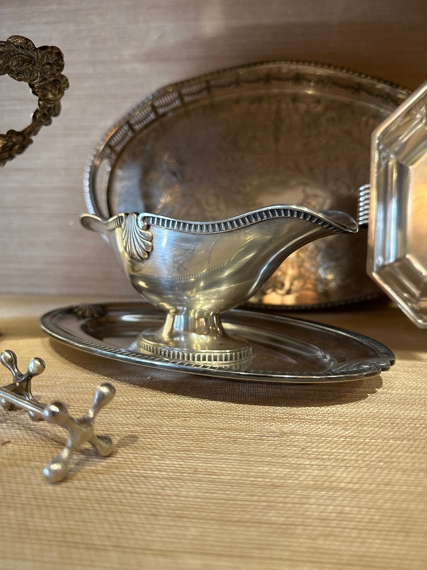 Silver Gravy Boat with Tray