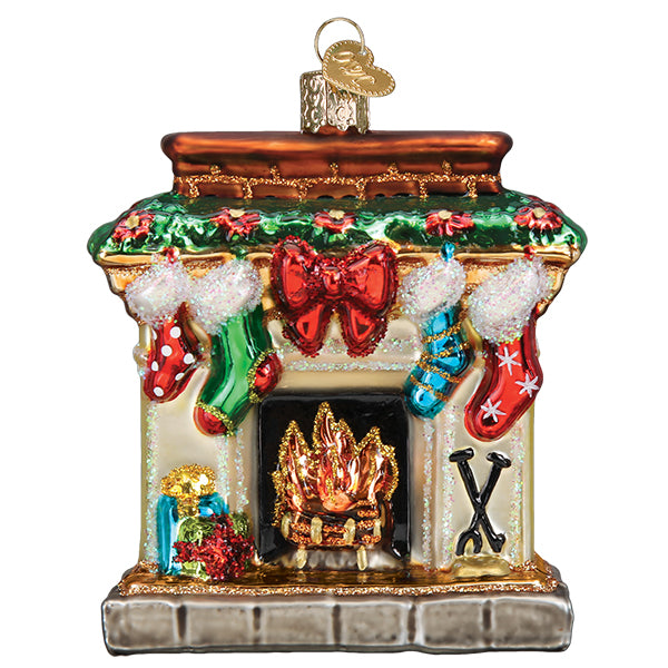 Hearth Ornament with Stockings and Fire