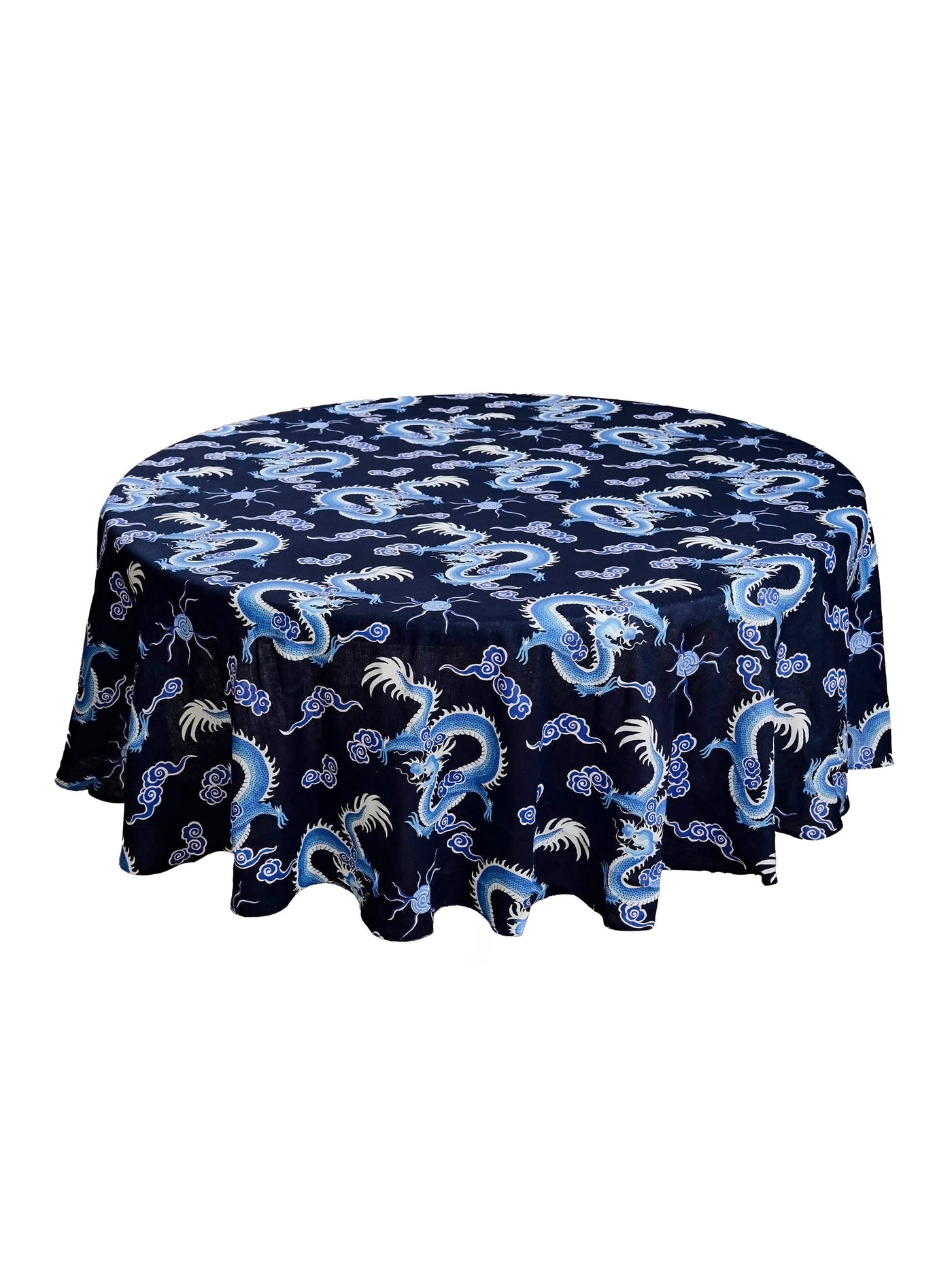 Kowloon tablecloth in Navy round