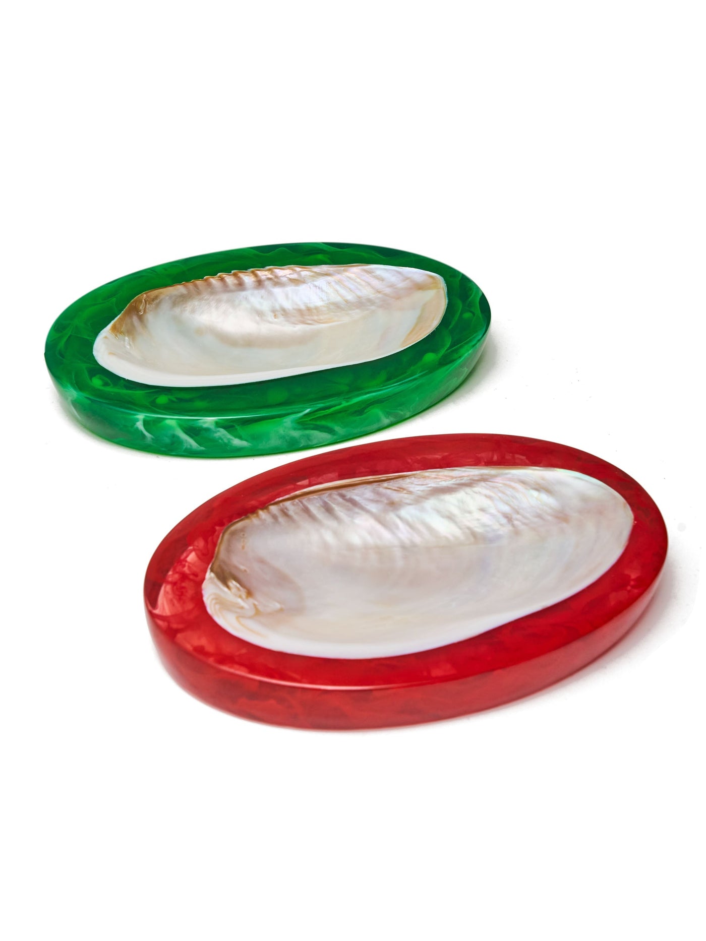 Large Caviar Dishes in Green and Red by Lily Juliet