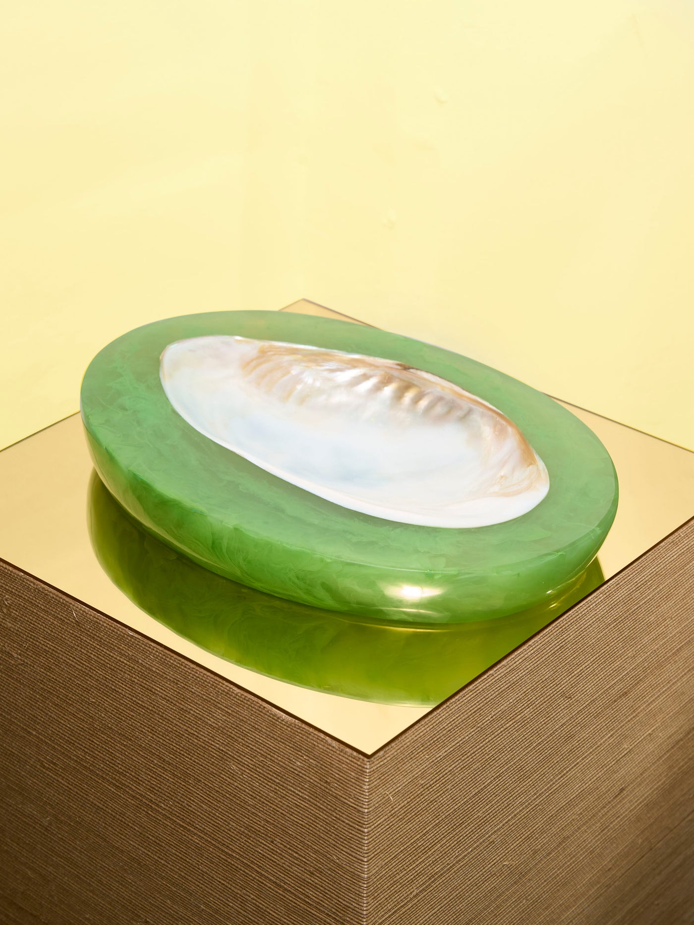 white lilies and caviar Large Caviar Dish in Celadon