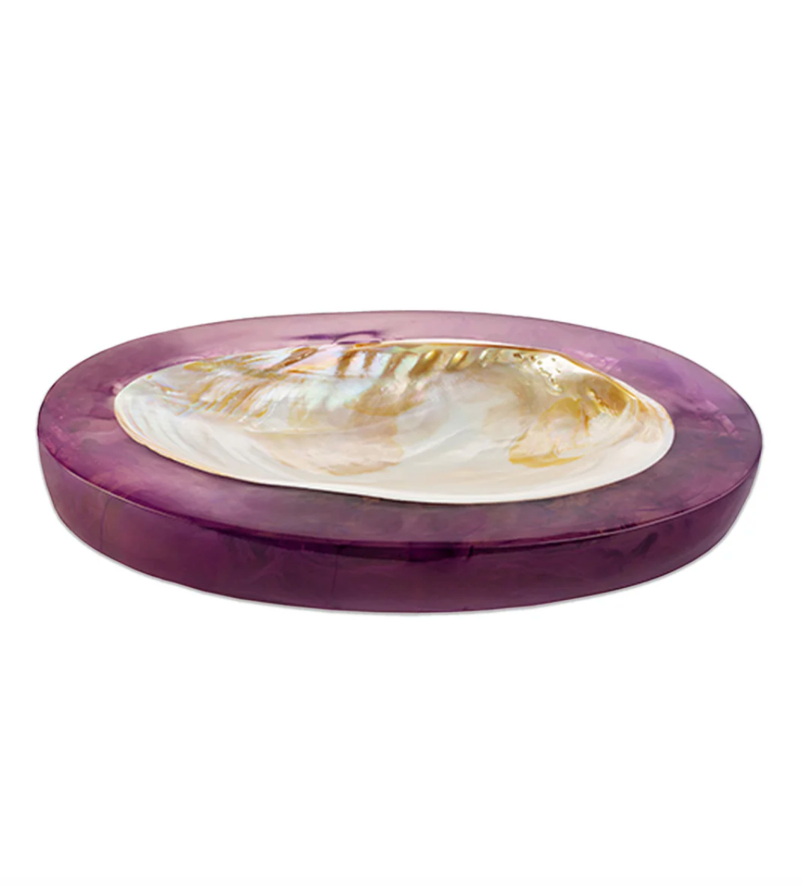 Large Mother of Pearl Caviar Dish Violet Resin 