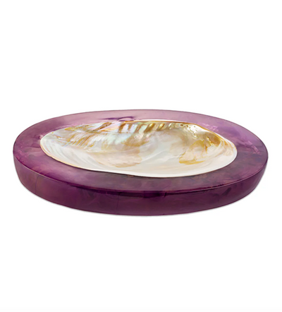 Large Mother of Pearl Caviar Dish Violet Resin 