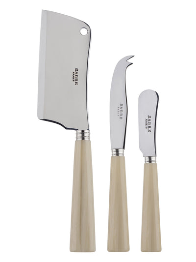 Sabre Nature Horn Appetizer Set with Cheese Cleaver, Small Cheese Knife and butter Spreader