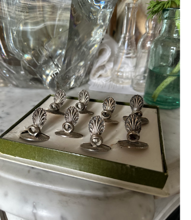 Silver Shell Placecard Holders Set of Eight