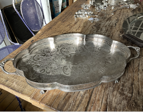 Silver Etched Scalloped Tray
