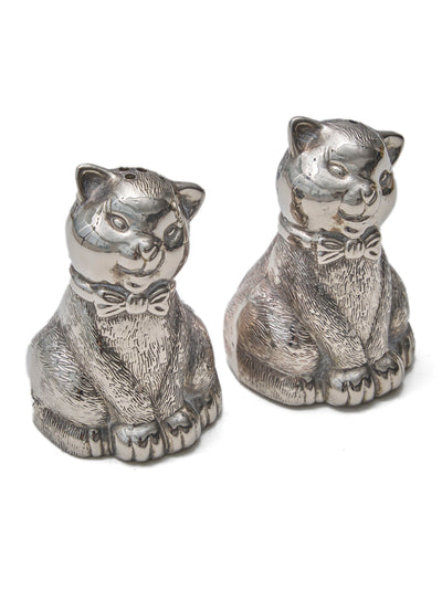 Silver Cat Salt and Pepper Shakers