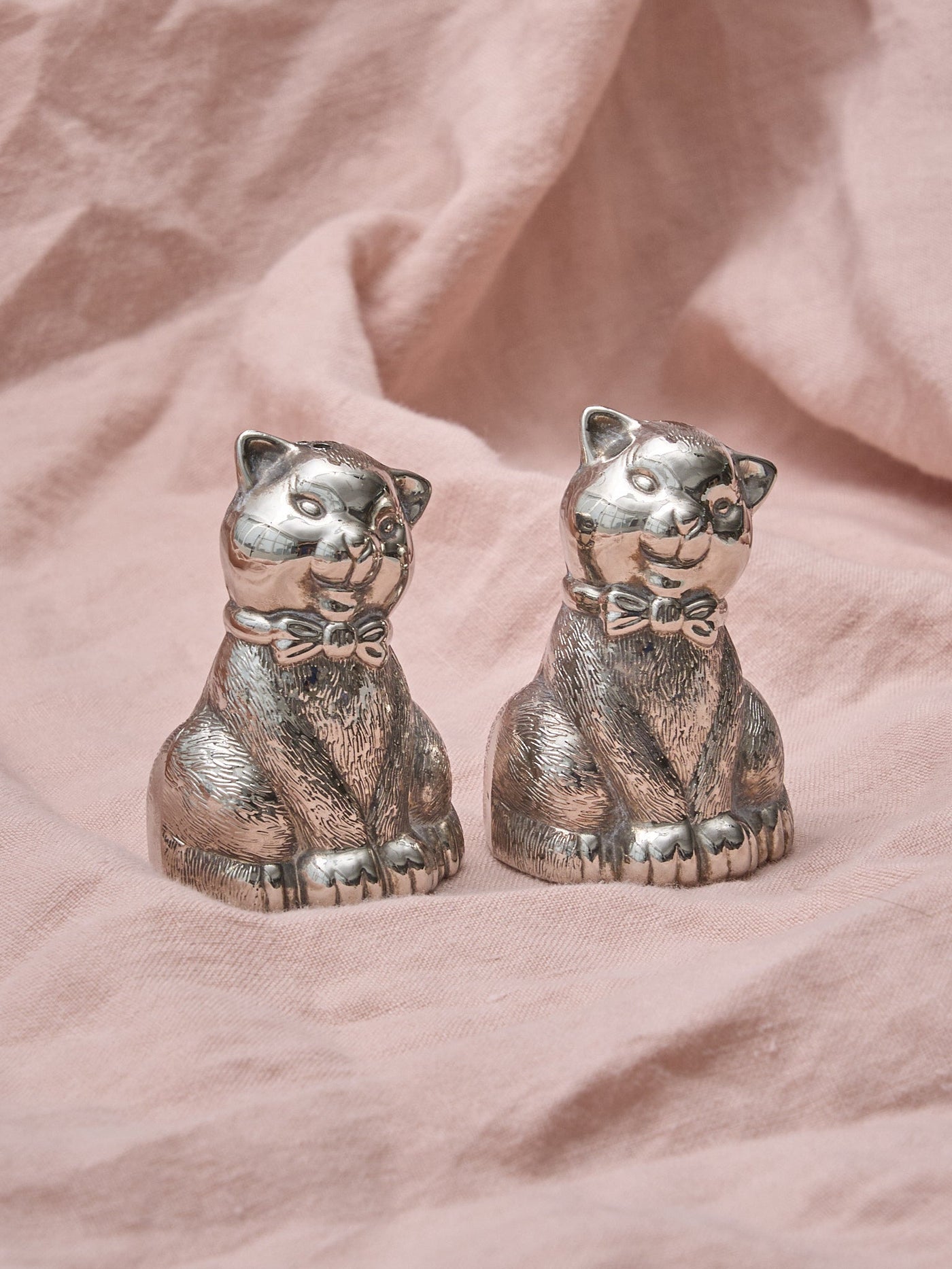 Silver Cat Salt and Pepper Shakers