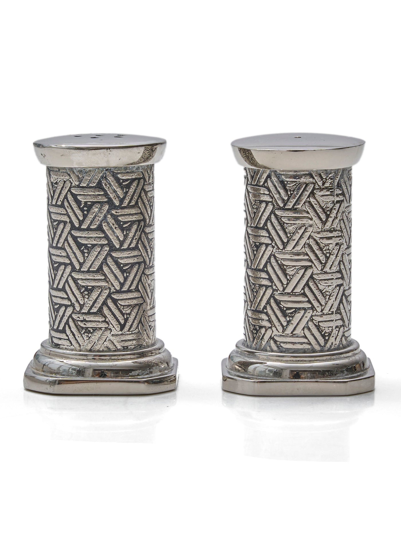 Silver Art Deco Set of Salt and Pepper Shakers