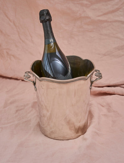 Vintage Silver Wine Bucket from France with Scalloped Top