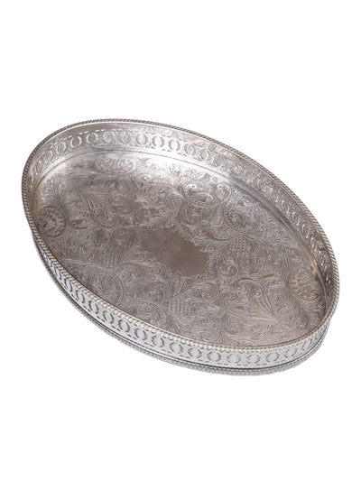 Silver Etched Oval Tray