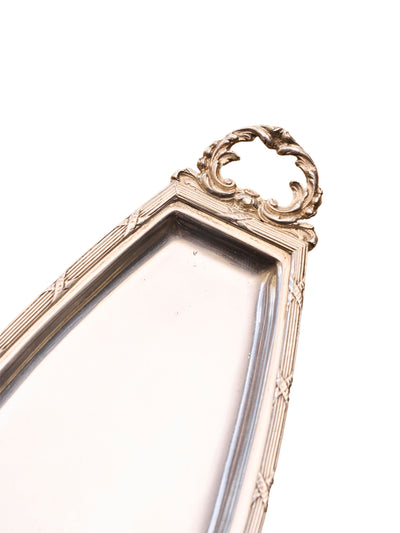 Silver Etched Handle Oval Tray