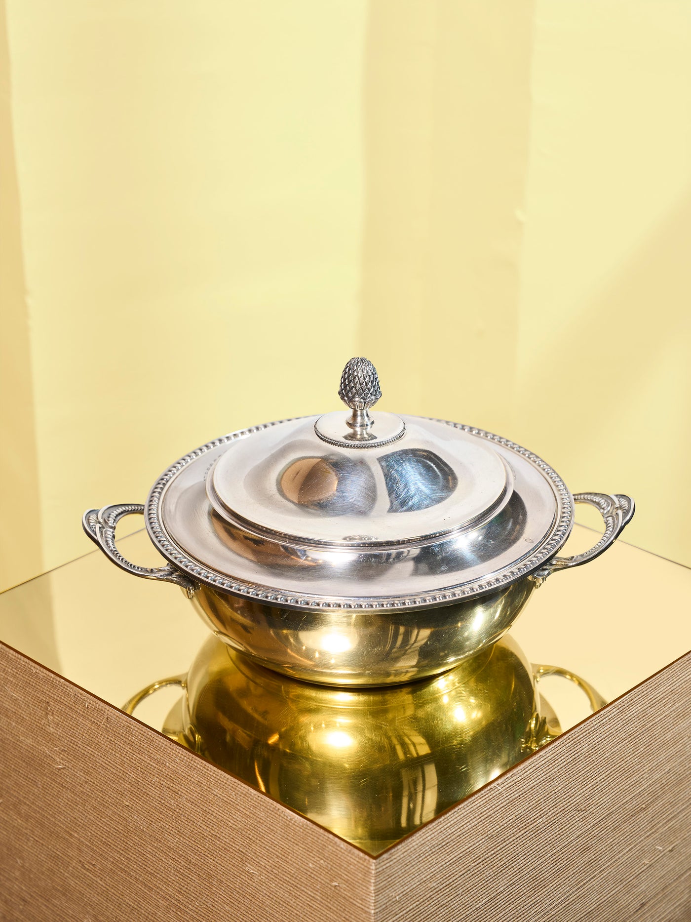 Vintage
Silver Pine Cone Topped Lidded Serving Dish