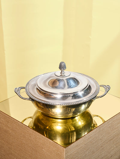 Vintage
Silver Pine Cone Topped Lidded Serving Dish