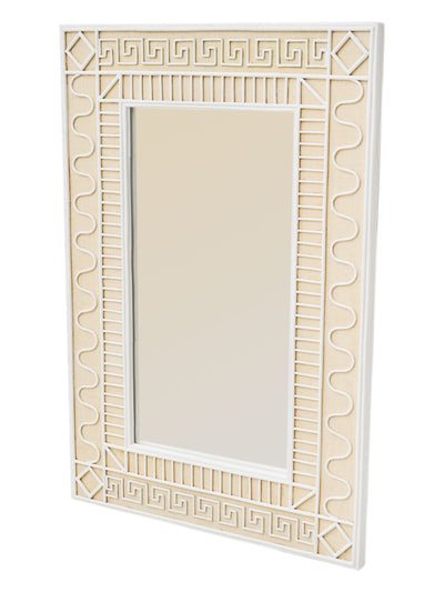 Alexandra Rattan Mirror in White in Permanent Resident