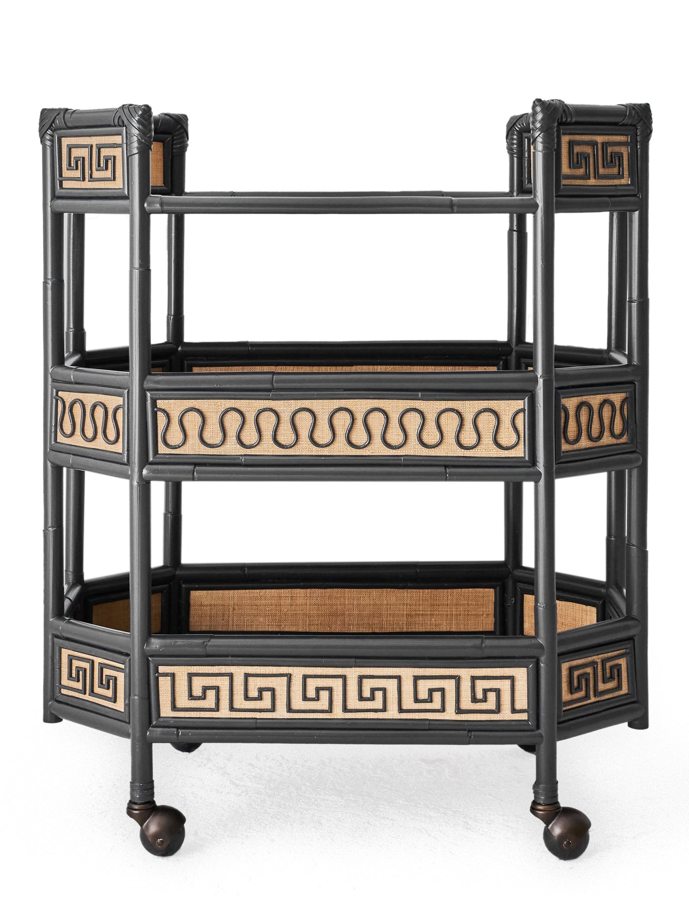 Belvedere Rattan Bar Cart in Black by Permanent Resident