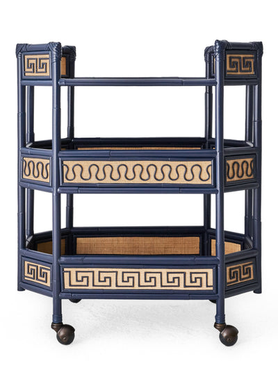 Belvedere Rattan Bar Cart in Blue by Permanent Resident
