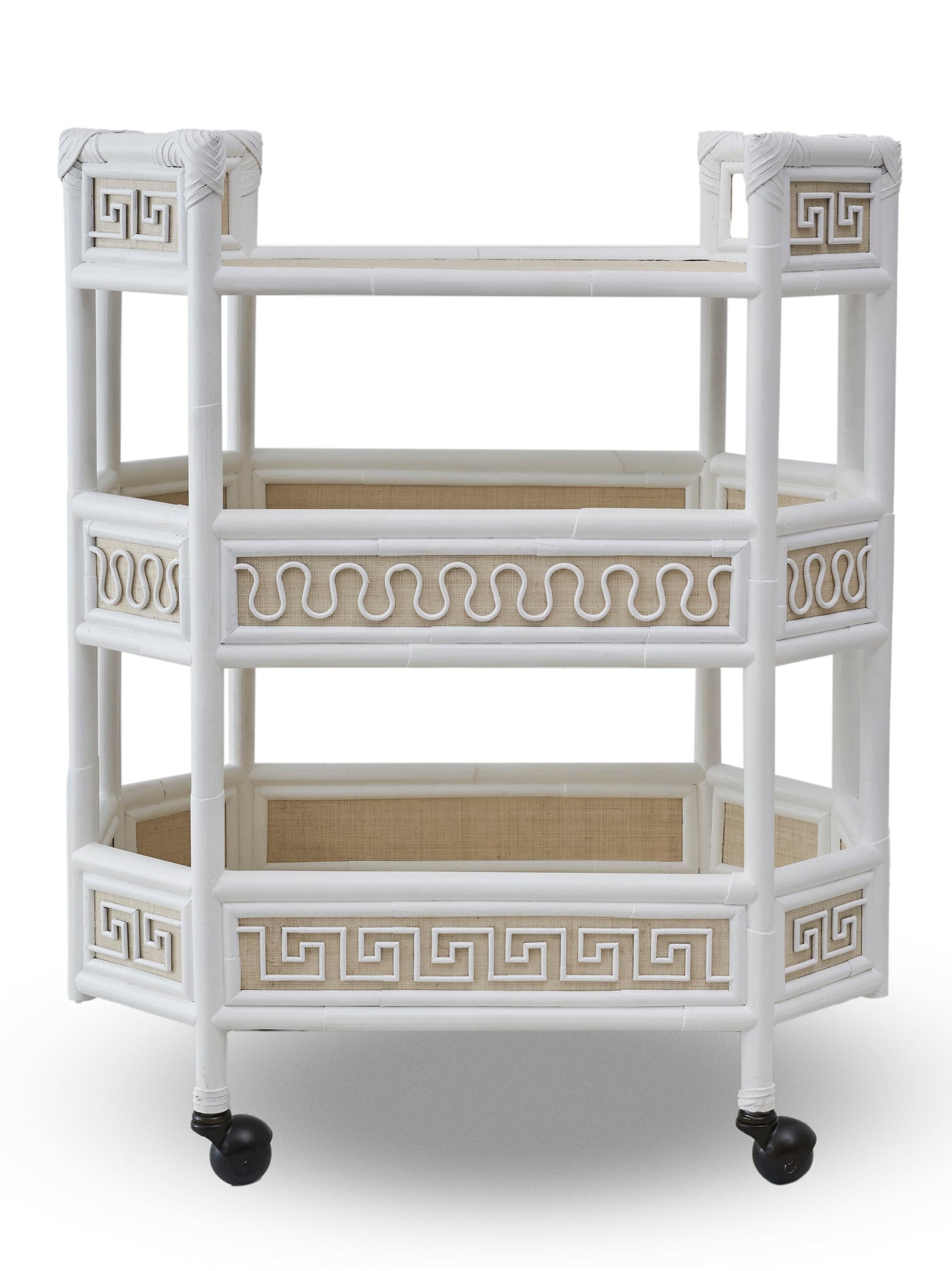 Belvedere Rattan Bar Cart in White by Permanent Resident