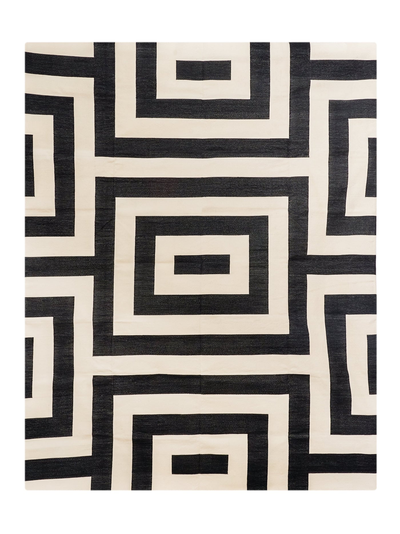 Cotton Dhurrie Bowie Rug 10x14 Feet in Black & White by Permanent Resident