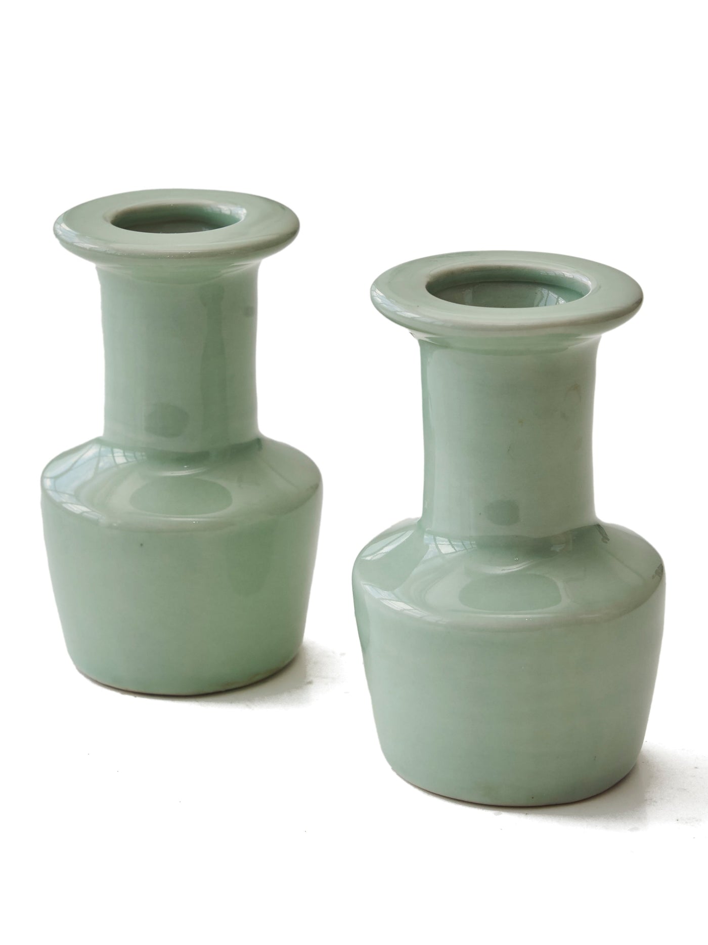 Pair of Vintage Chinese Ceramic Celadon Bud Vases