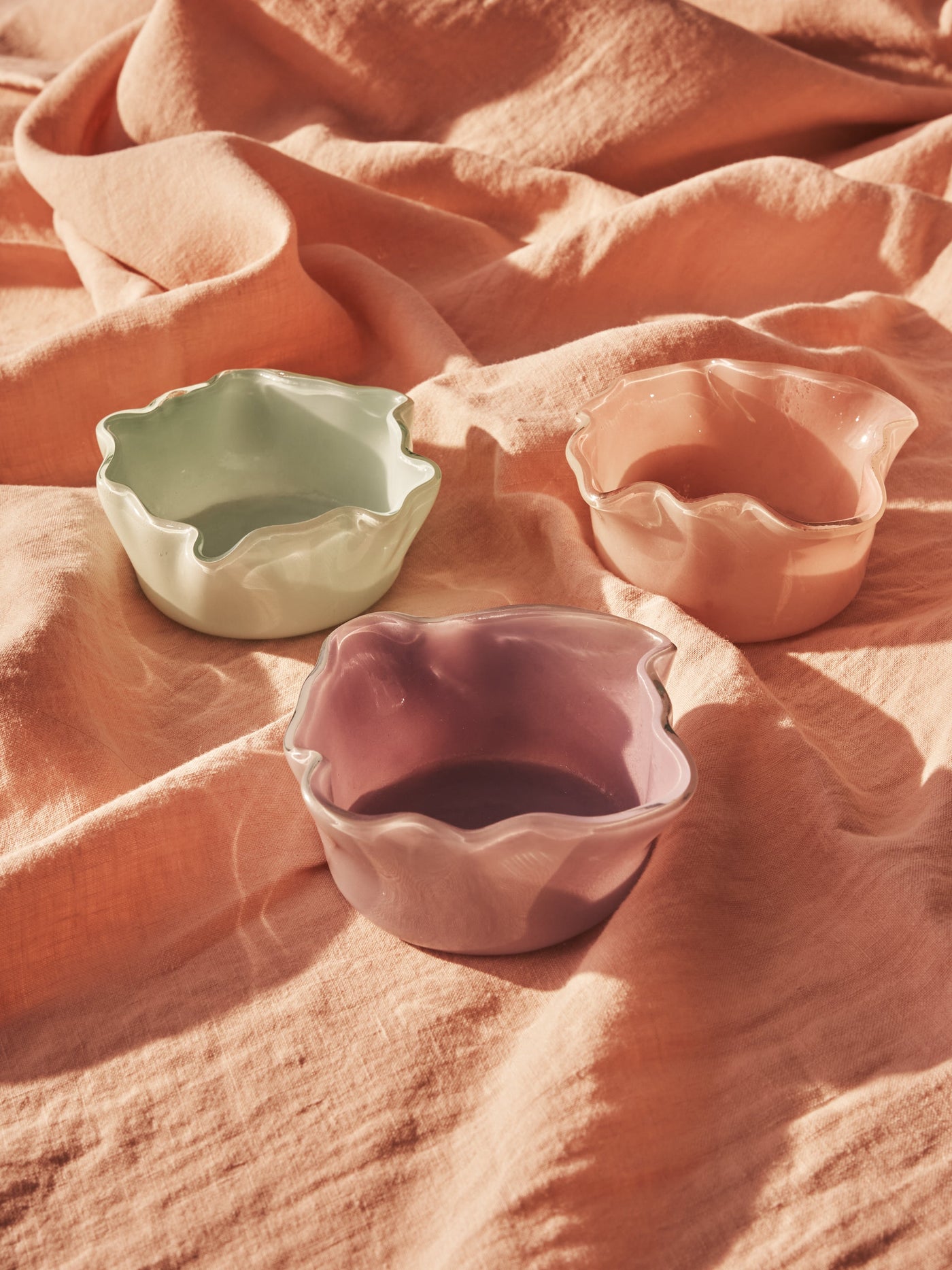 Handmade Pastel Glass Flower Bowls by Caju Collective