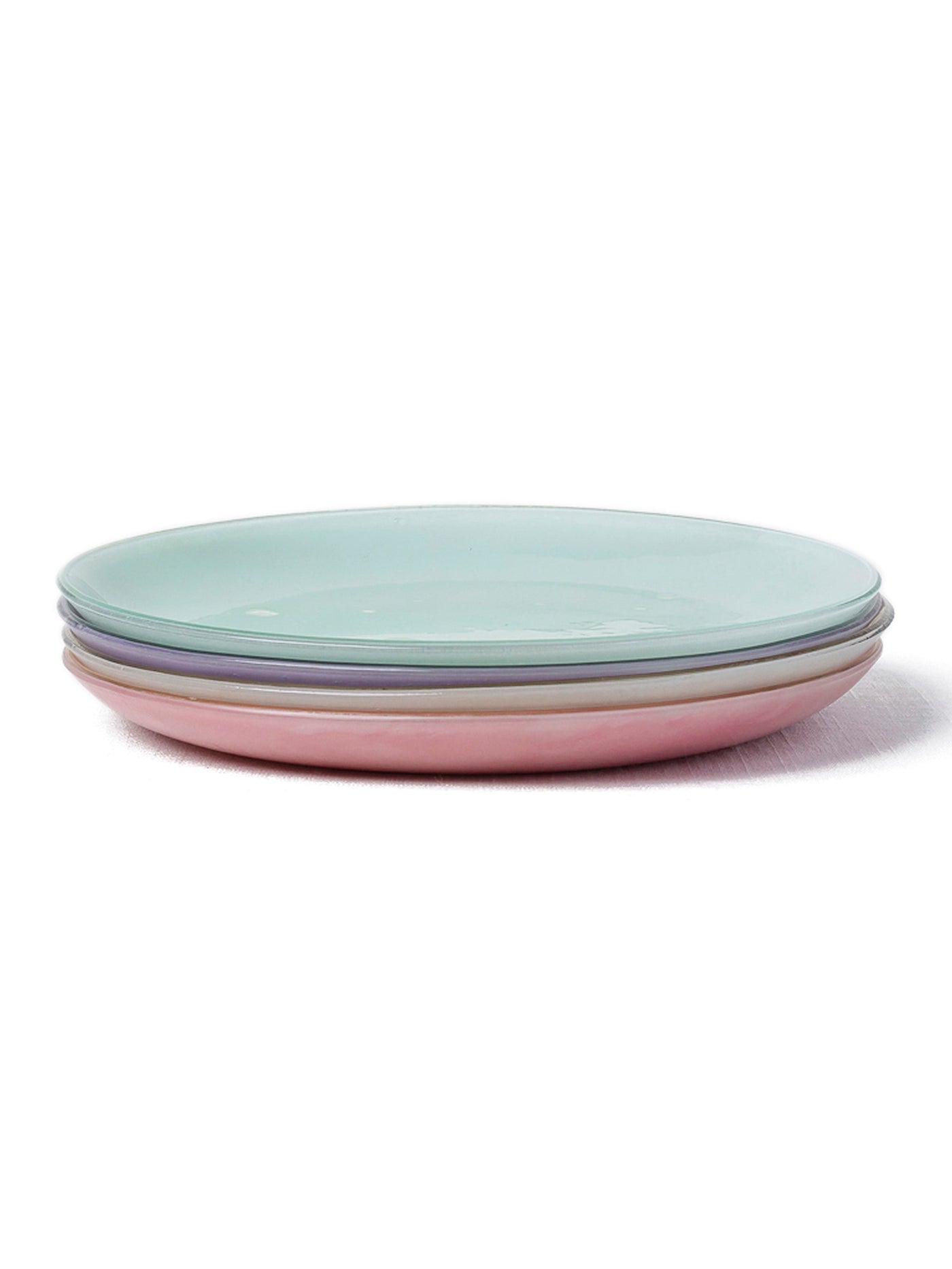 Pastel Glass Dinner Plate Stack by Caju Collective