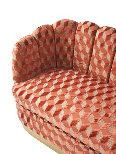Curved Scallop Sofa in the Style of India Mahdavi in Manual Canovas Fabric