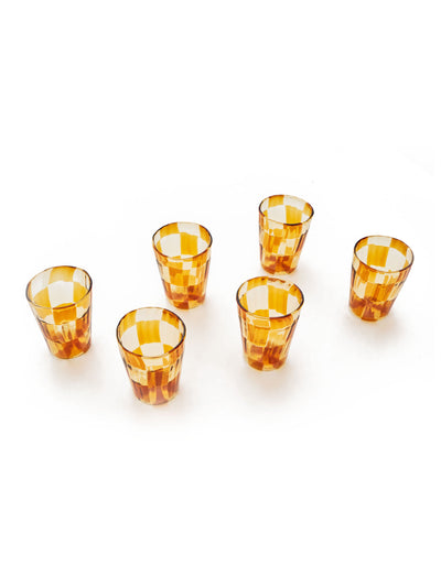 Gambit Checkered Murano Glass Set in Amber by Permanent Resident