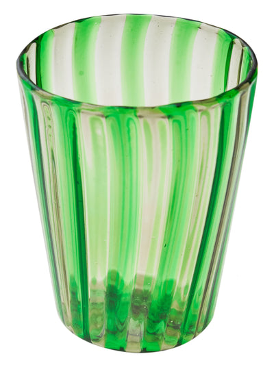 Flavin Striped Murano Glass Set in Green by Permanent Resident