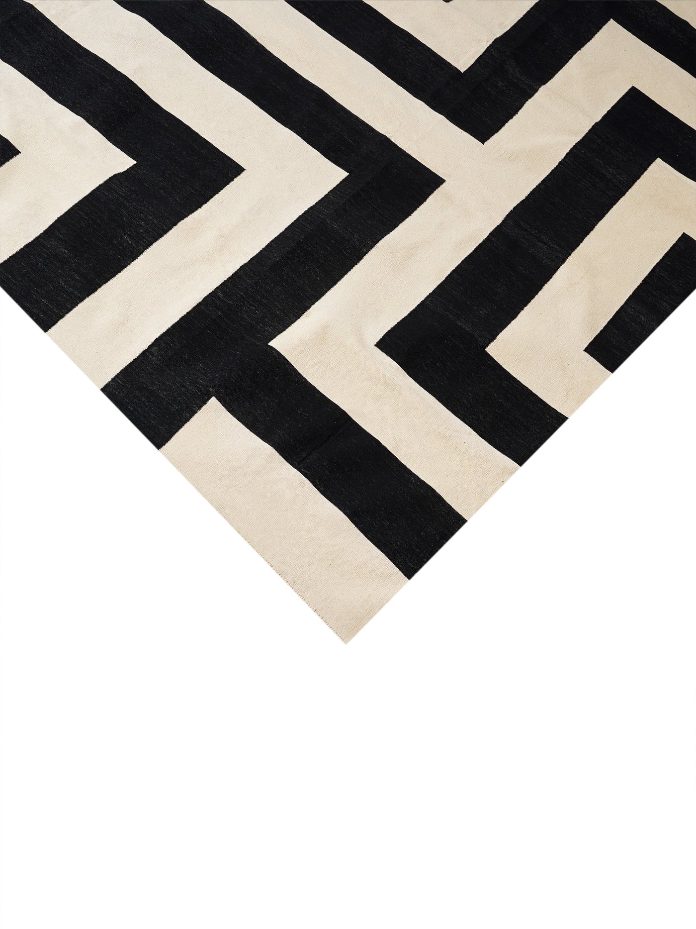Cotton Dhurrie Bowie Rug 10x14 Feet in Black & White by Permanent Resident