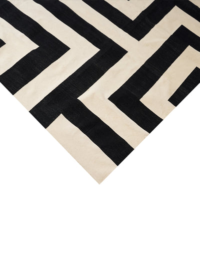 Cotton Dhurrie Bowie Rug 9x12 Feet in Black & White by Permanent Resident