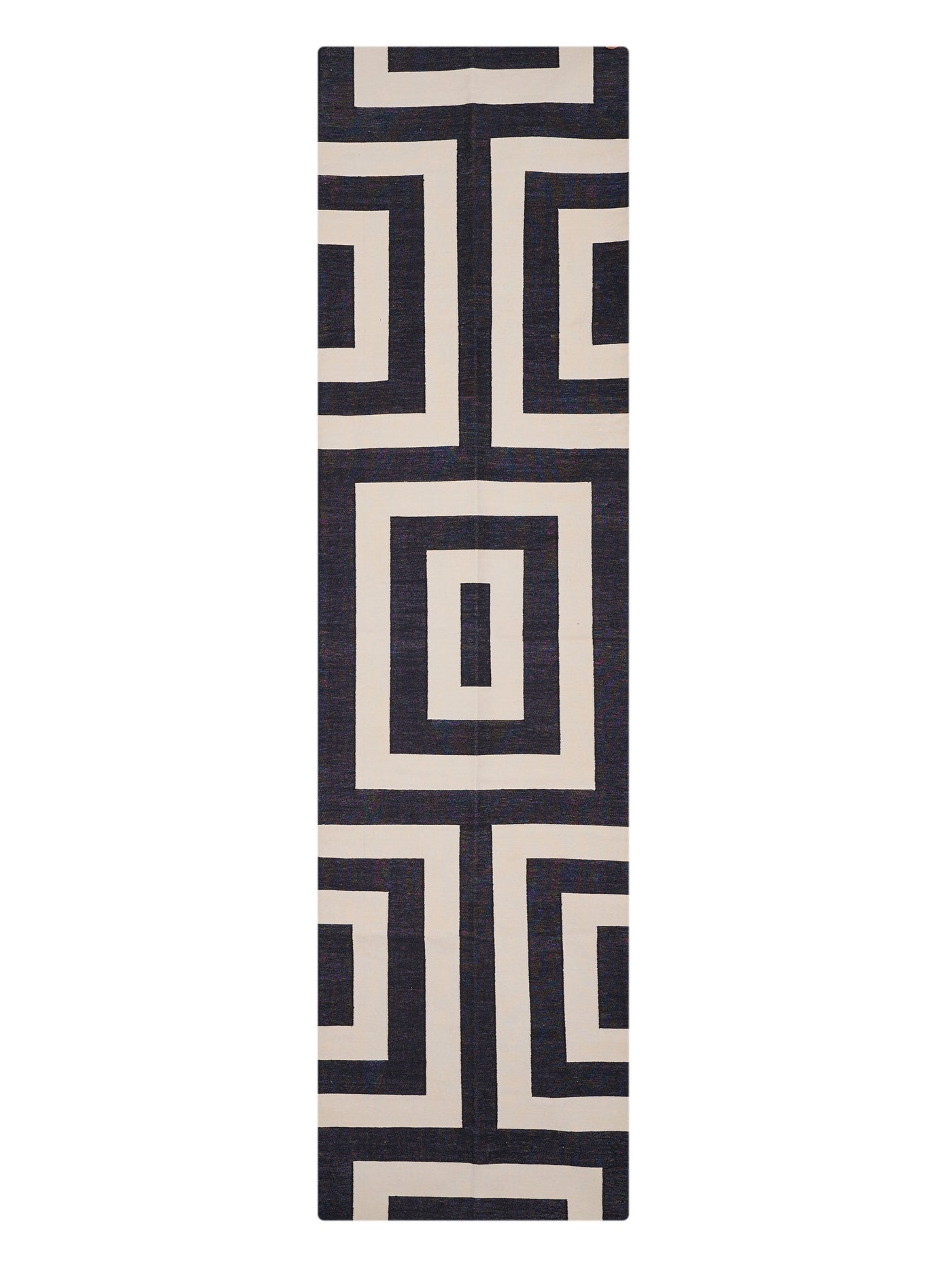 Cotton Dhurrie Bowie Runner in Black & White by Permanent Resident
