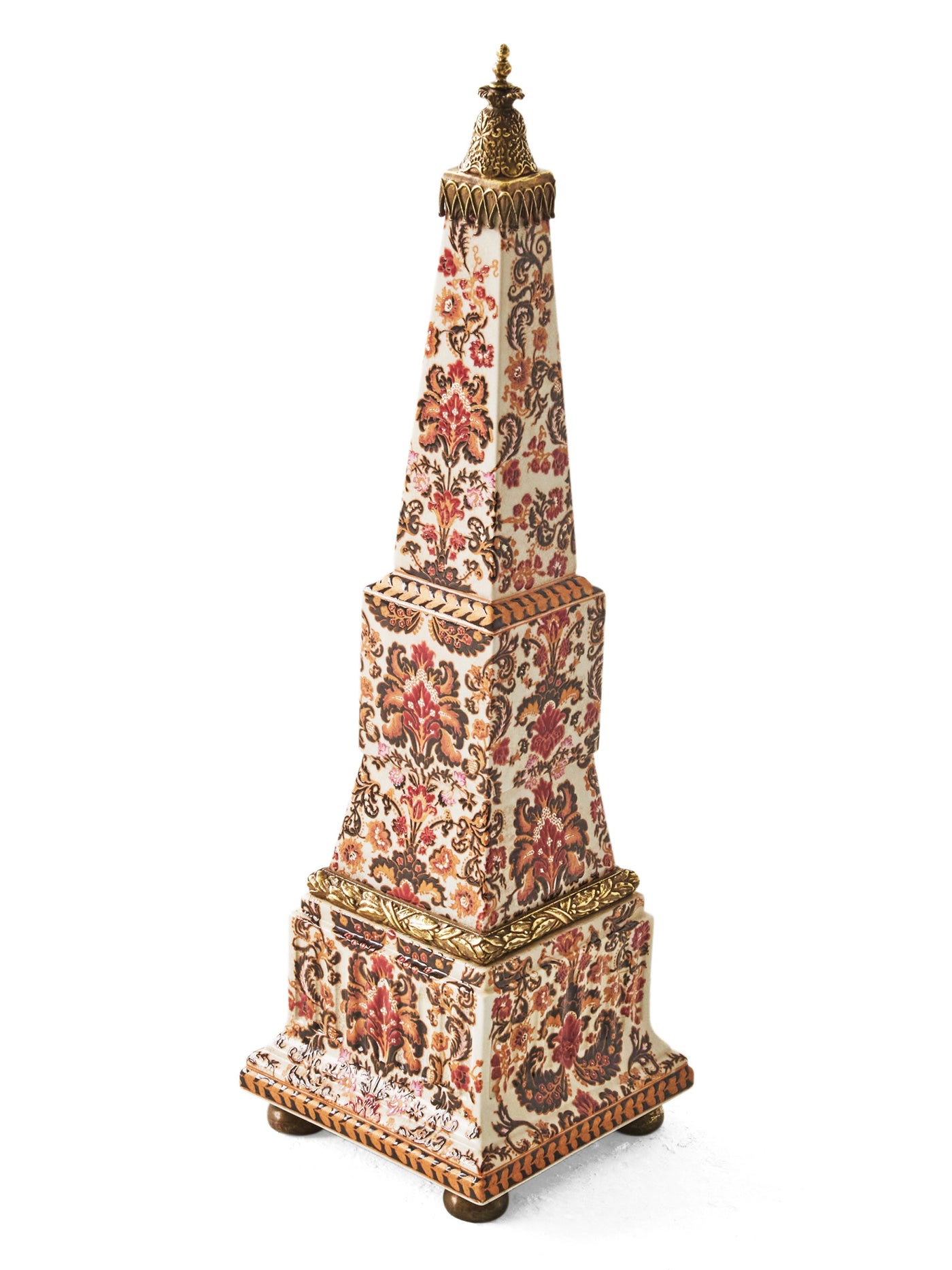 Vintage Large Floral Ceramic Obelisk