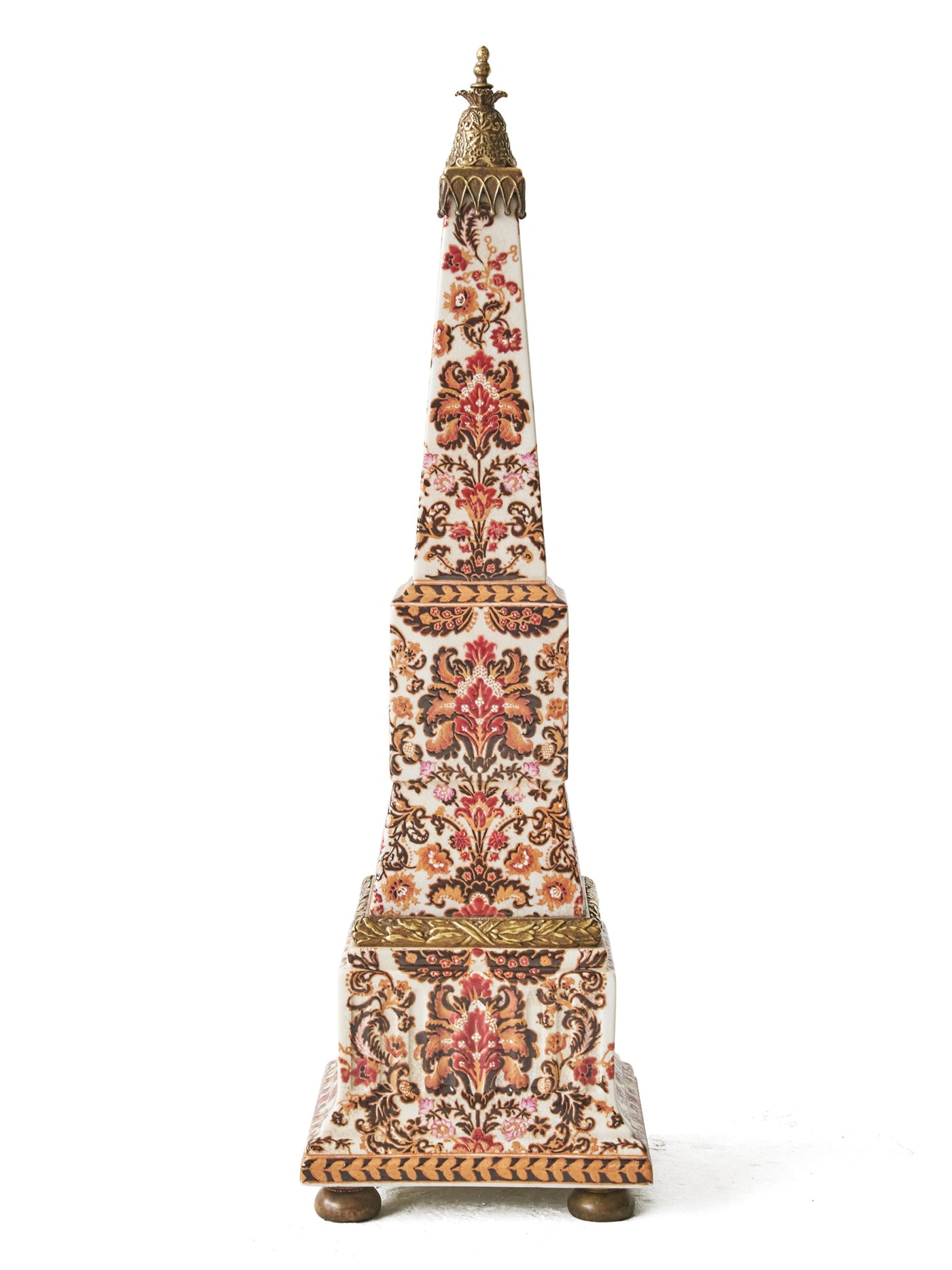 Vintage Large Floral Ceramic Obelisk